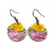 Pewter Earrings with Color Enamel - Squash/Lilac
