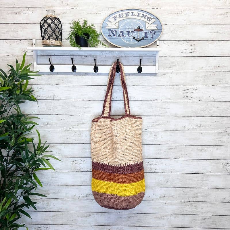 Zhuri Bag - Large Raffia Tote - Brown Tones