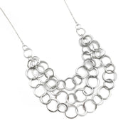 Silver Plated Necklace - Small and Medium Hammered Rings