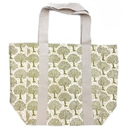 Handcrafted Canvas Bag with Block-Printed Trees