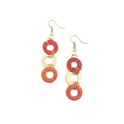 Sachi Raffia Rings Earrings - Rust and Orange Small Rings