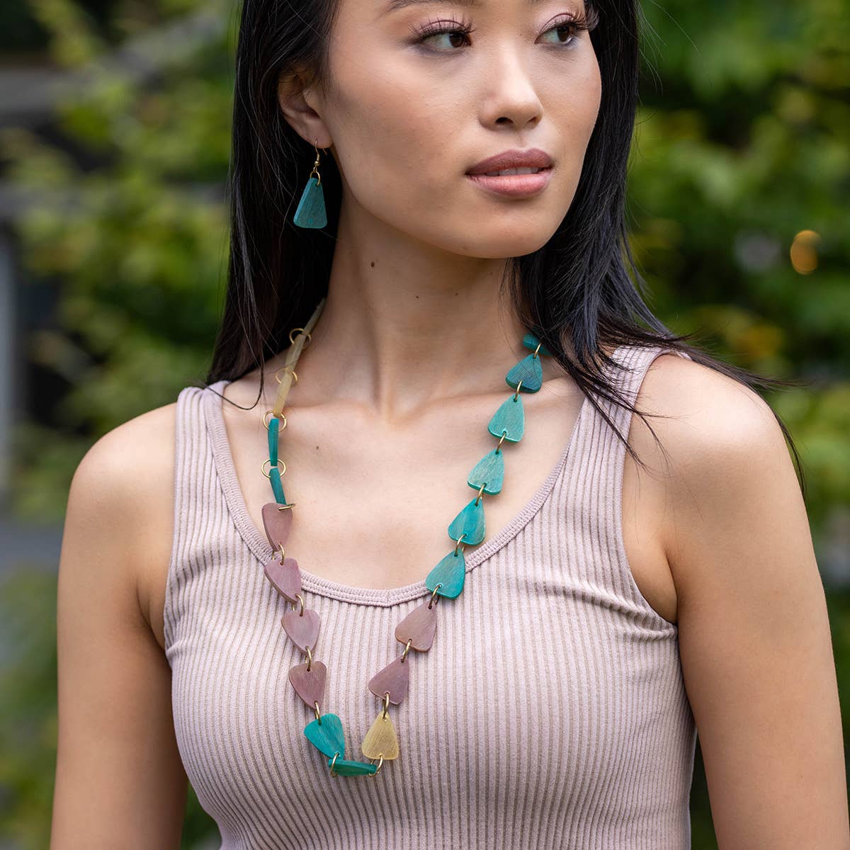 Omala Pleasing Petals Collection Necklace - Long Triangles