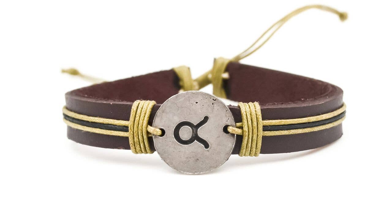 Zodiac Pewter Taurus Glyph Bracelet