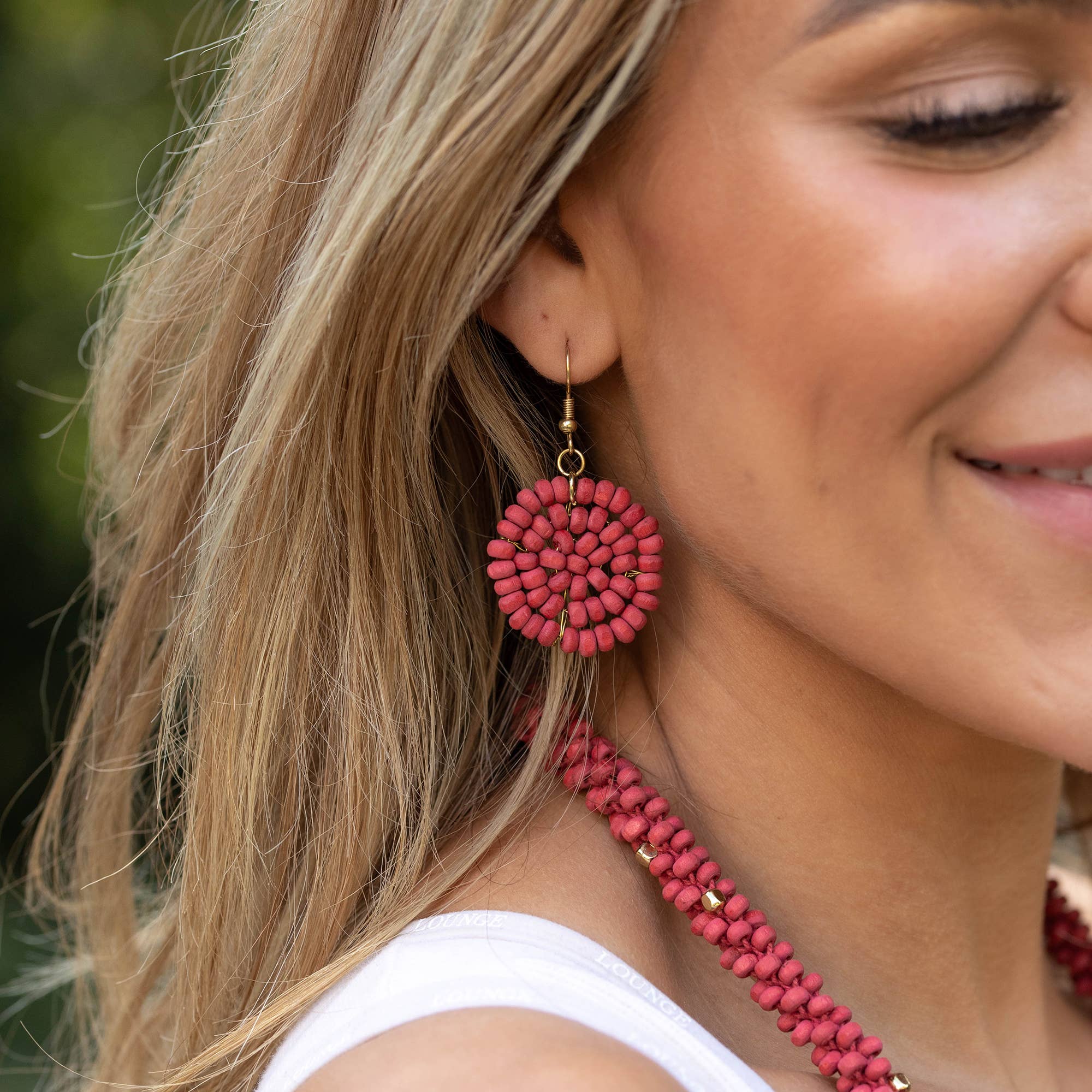 Sachi Chromatic Hues Circle Earrings  - Red