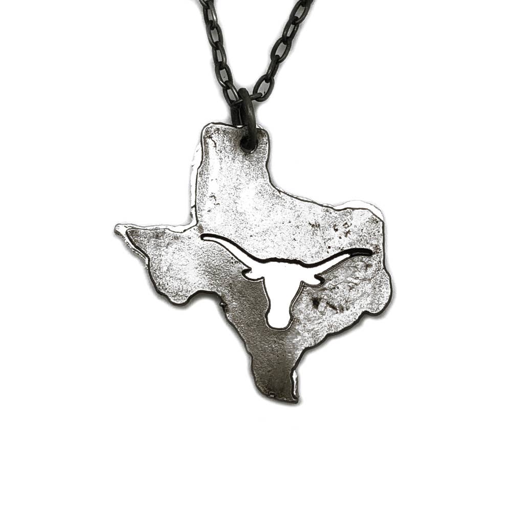 Home State Jewelry - Pewter Necklace - Texas with Longhorn