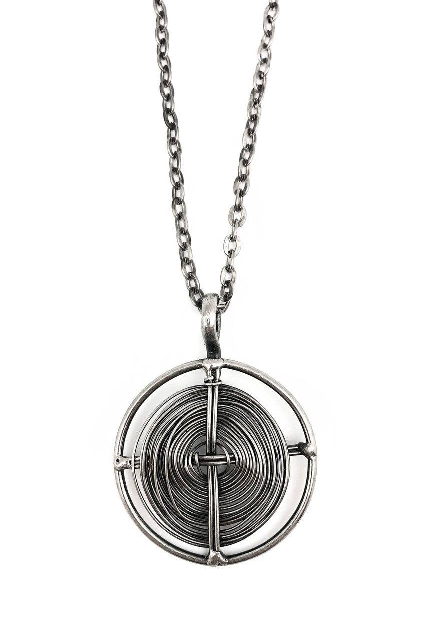 Basketweave Circle Woven Pendant Necklace