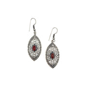 Tanvi Collection Earrings - Silver Marquise with Garnet