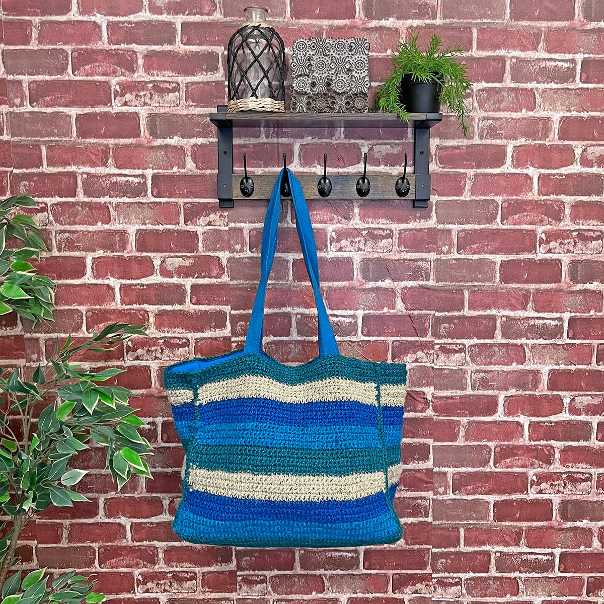 Anya Bag - Large Box Bag with lining - Blue tones