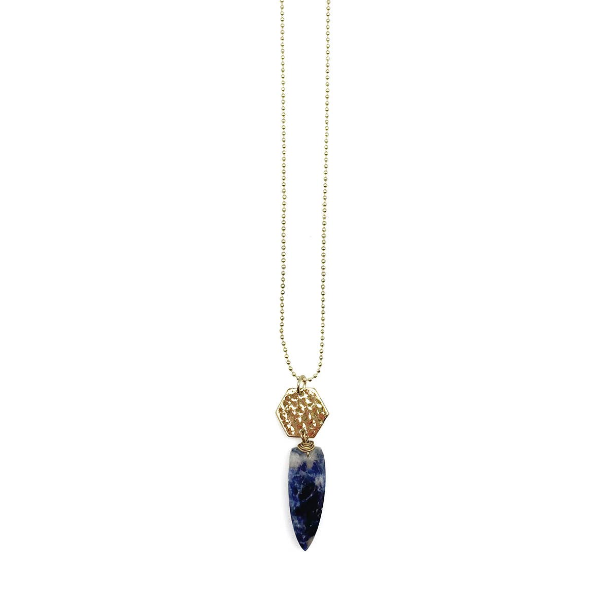Akriti Gold and Large Faceted Sodalite Necklace
