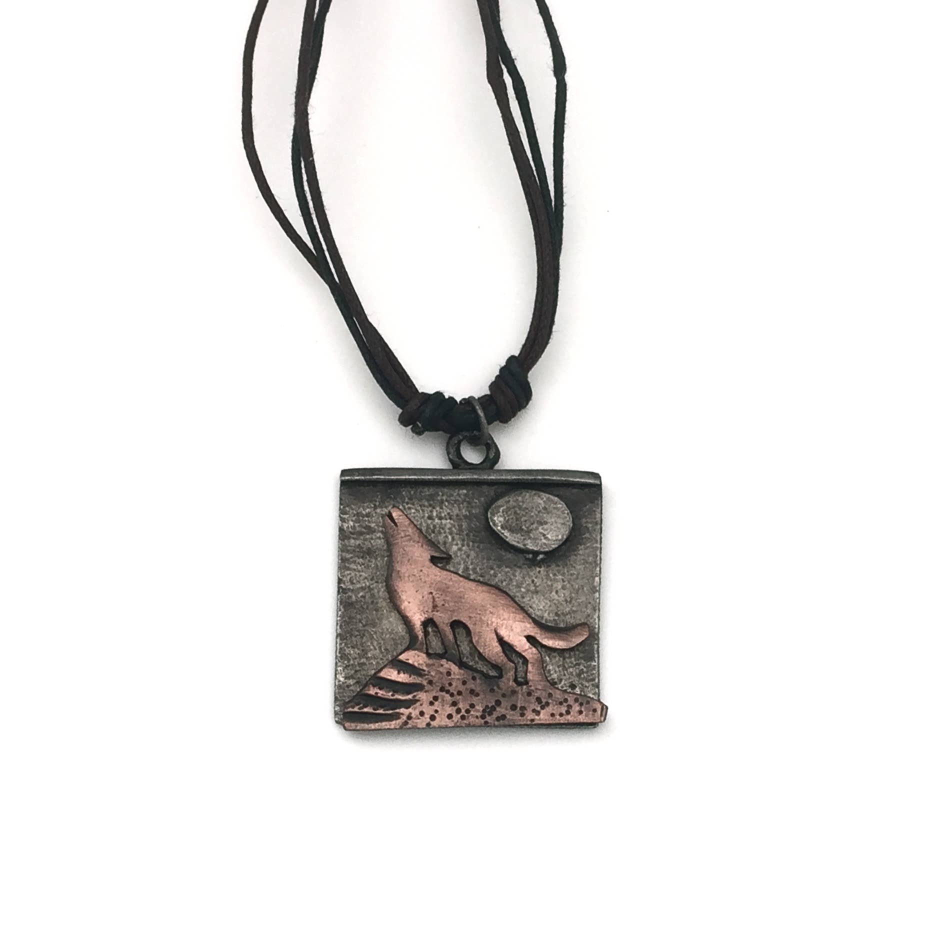 Pewter Necklace - Coyote Howling at Moon