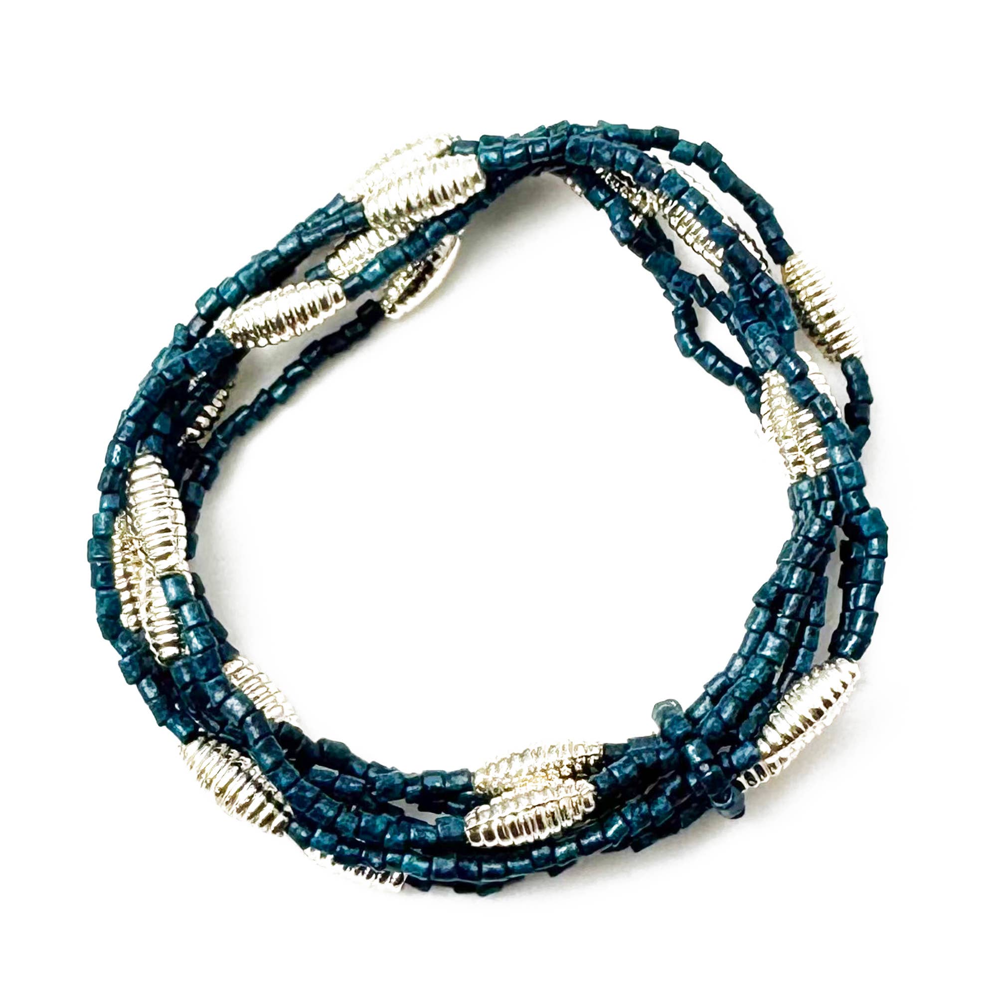 Seed Bead Stretch Bracelet - Midnight Blue