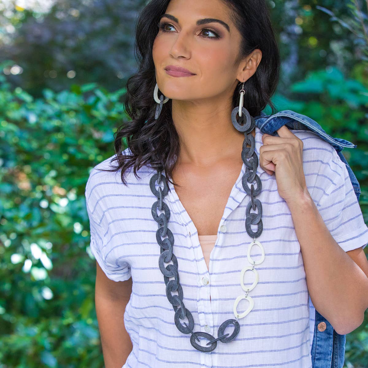 Omala Silver Fog Collection Necklace - Two Color Links