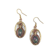 Mixed Metal and Ruby Fuchsite Stone Earrings