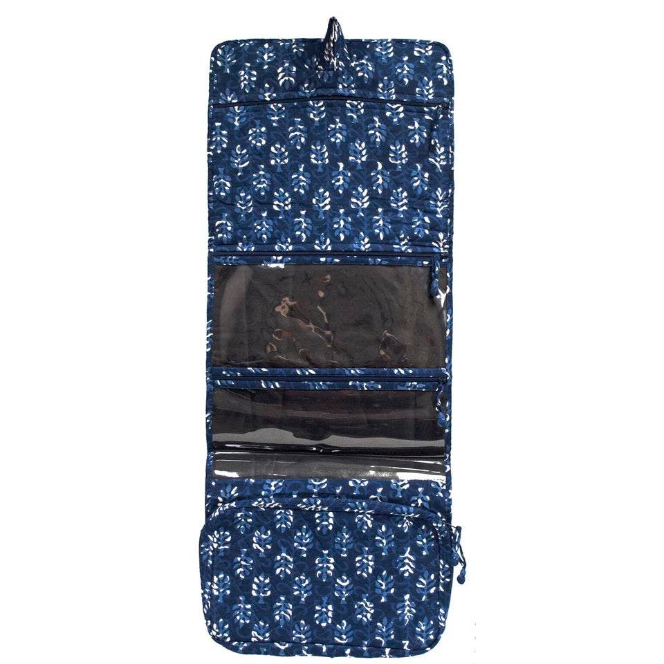 Indigo Palms Folding Travel Kit - Block Printed Cotton