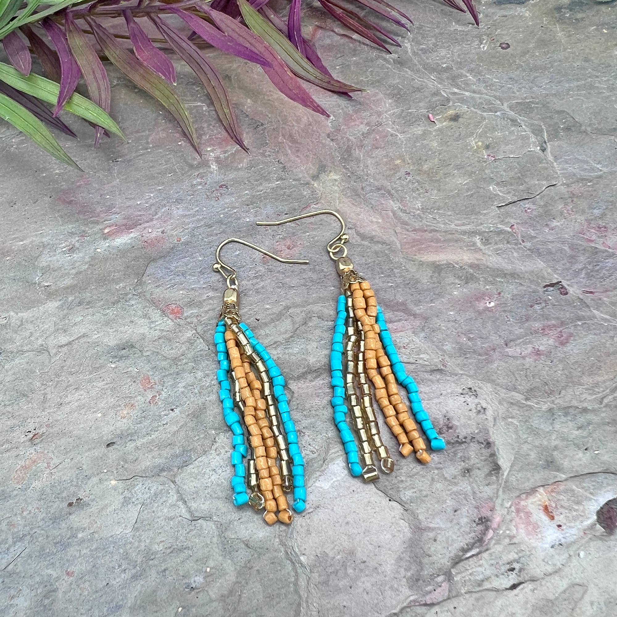 Seed Bead Simple Tassel Earrings - Multiple Color Styles