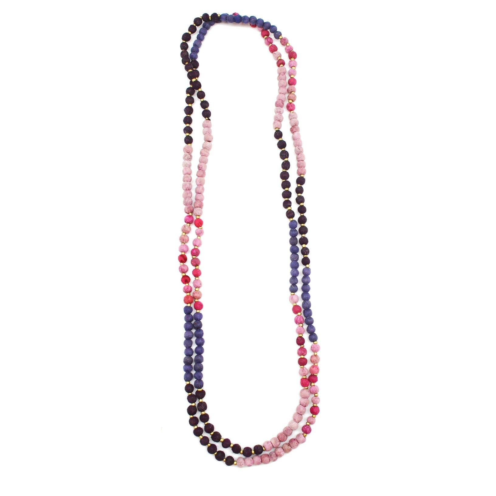 Aasha Ombre Beaded Kantha handcrafted Long Necklace