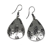 Jellyfish Silver Engraved Earrings