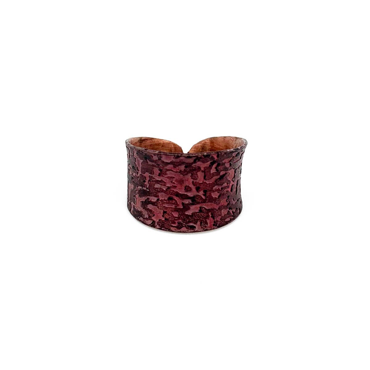 Copper Patina Ring - Red Marbled Print