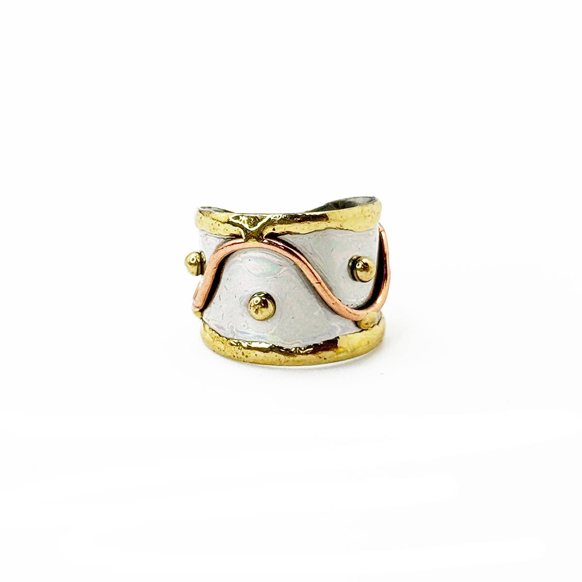 Handcrafted Mixed Metal Wave Ring