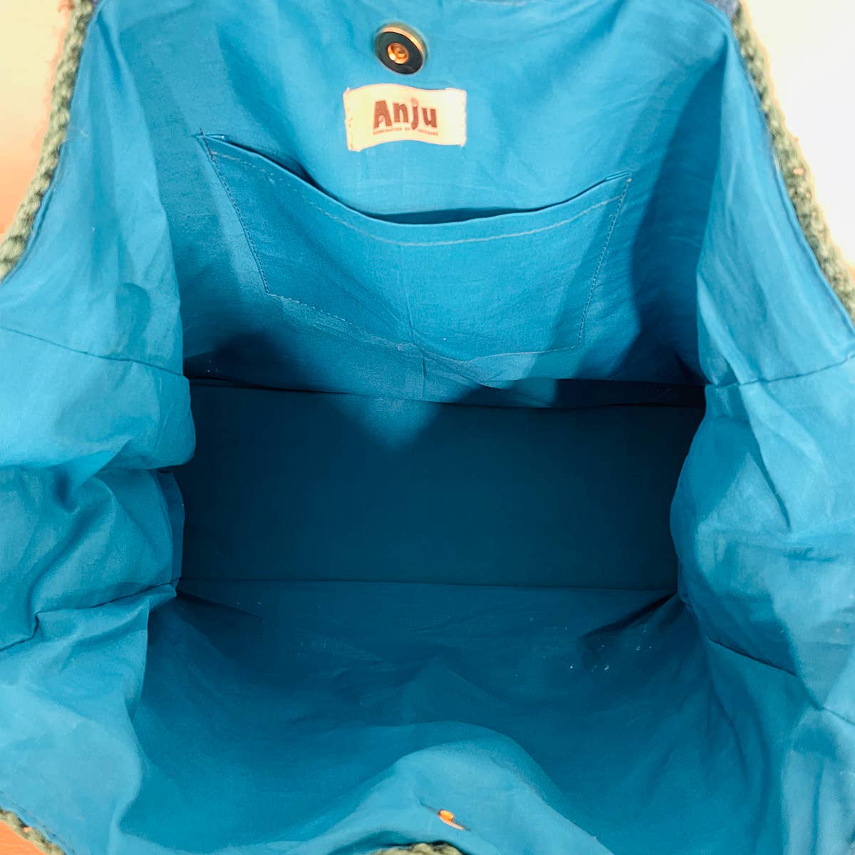 Anya Bag - Large Box Bag with lining - Blue tones