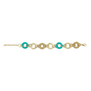 Sachi Raffia Rings Bracelet - Teal and Beige Small Rings