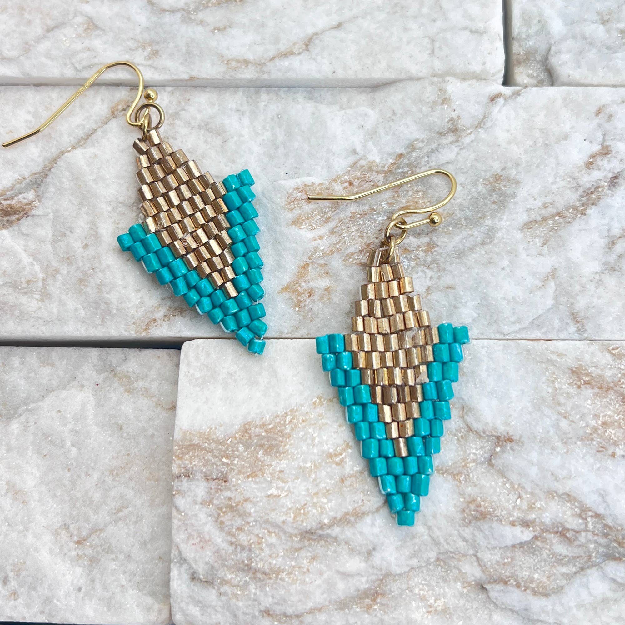 Seed Bead Arrowhead Earrings - Multiple Color Styles