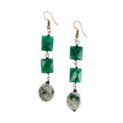 Banjara Cascading Stones Earrings - Aventurine, Tree Agate