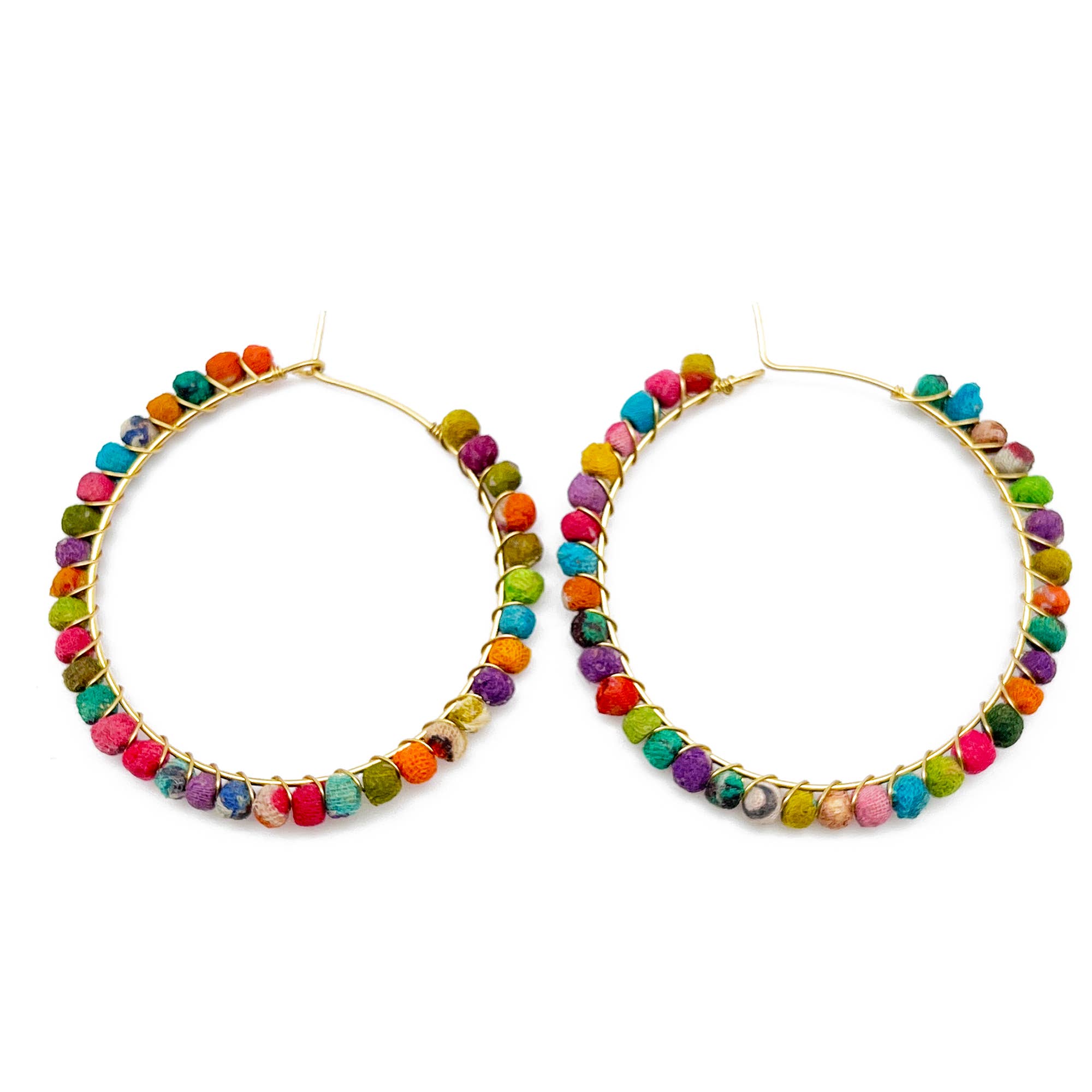 Aasha Kantha Handcrafted Large Loop Closure Hoop Earrings