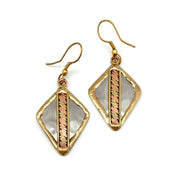 Mixed Metal Earrings - Mixed Colors Center Band