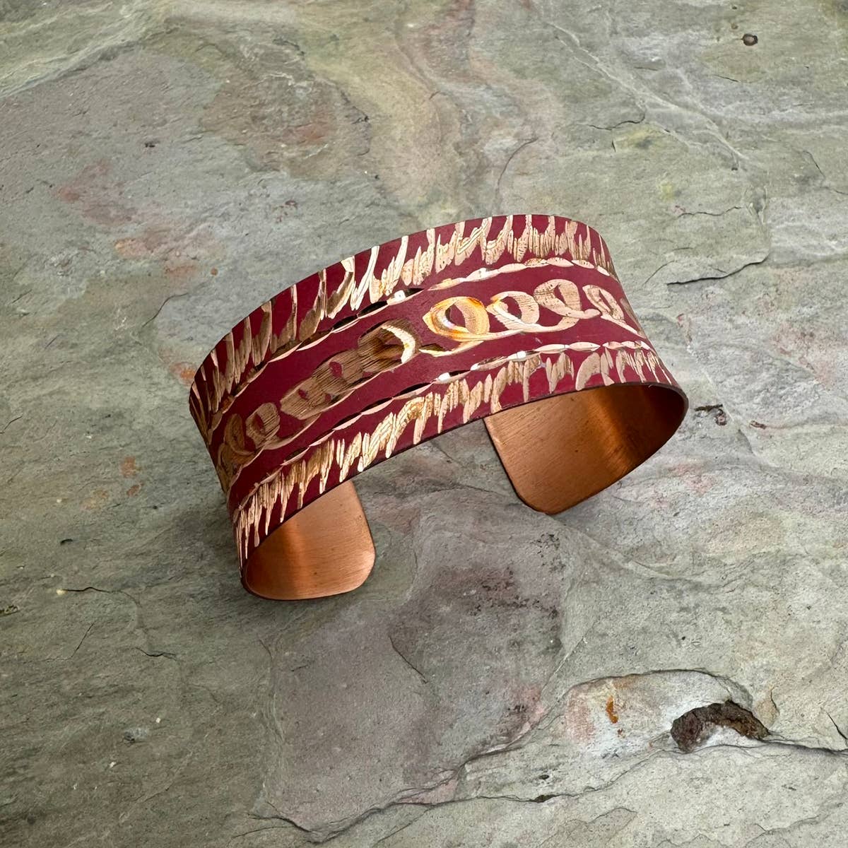 Patina Crimson Whirl Cuff