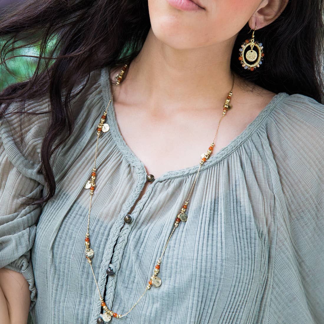 Sachi Red Beads Long Necklace