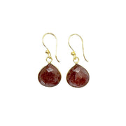 GoldPlated Earrings with SemiPreciousStone Strawberry Quartz