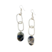 Silver-Plated Long Earrings With Sodalite Stones