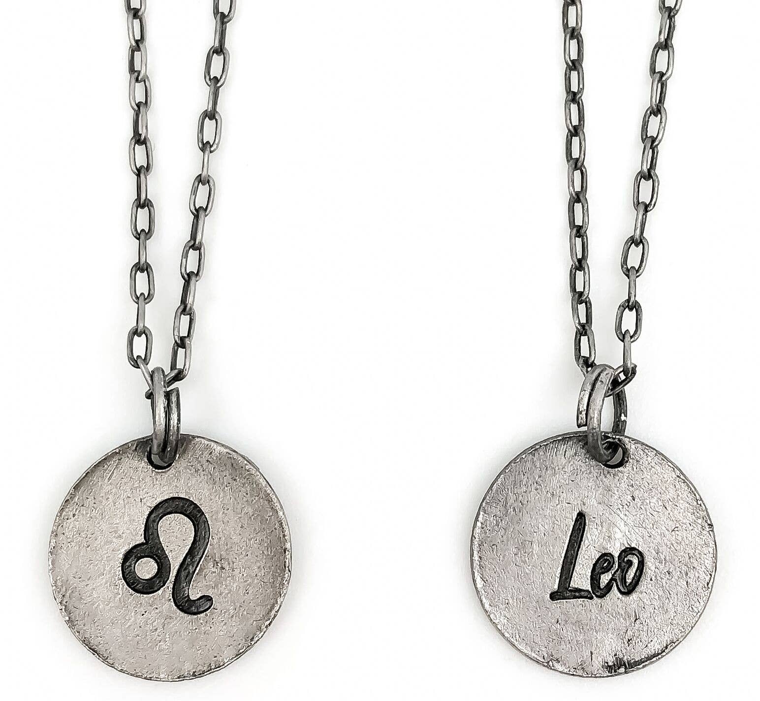 Leo Zodiac Pewter Glyph Necklace