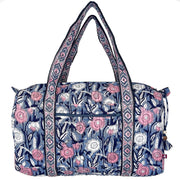 Midnight Blossoms Large Duffle Bag - Block Printed Cotton