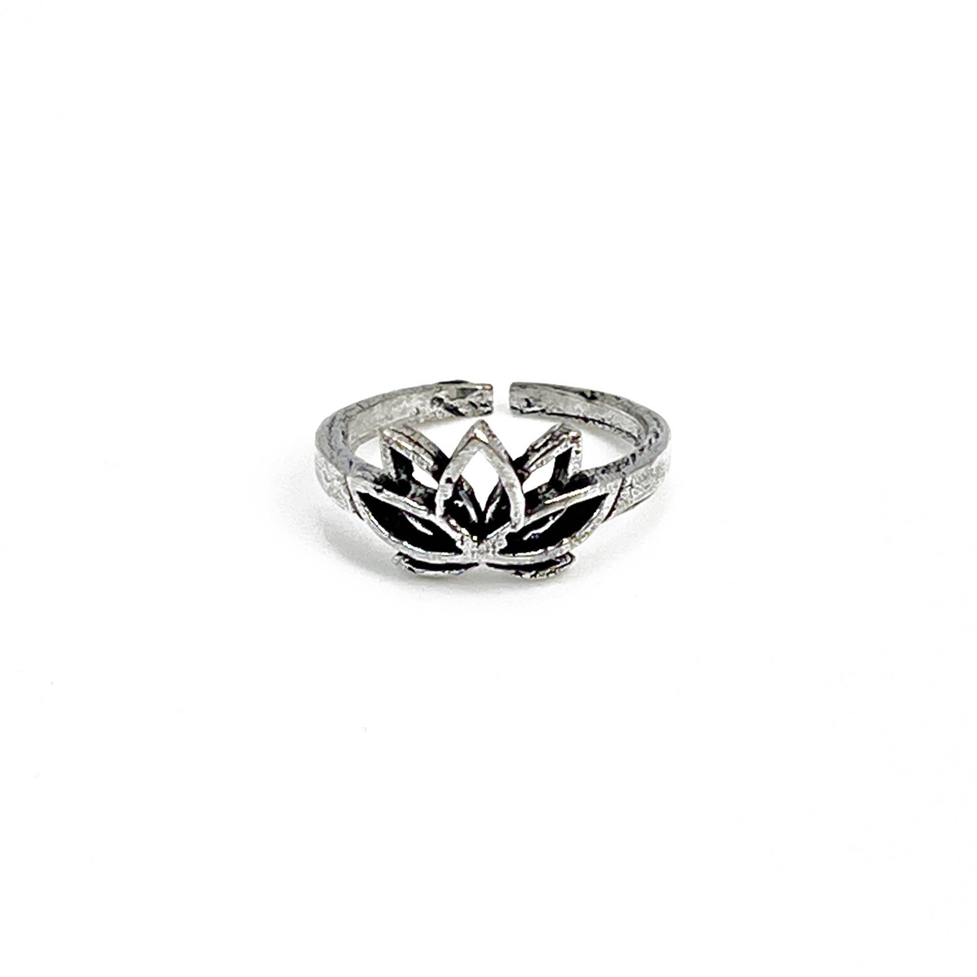 Handcrafted Silver Plated Brass Lotus Ring