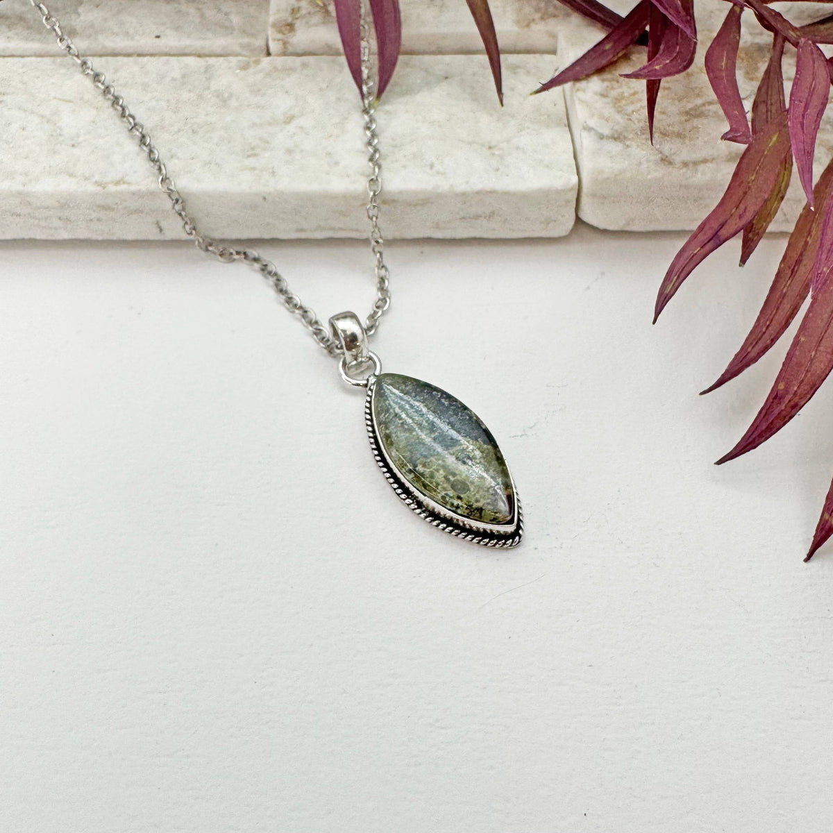 Kashi Semiprecious Large Stone Necklace - Ruby Zoisite