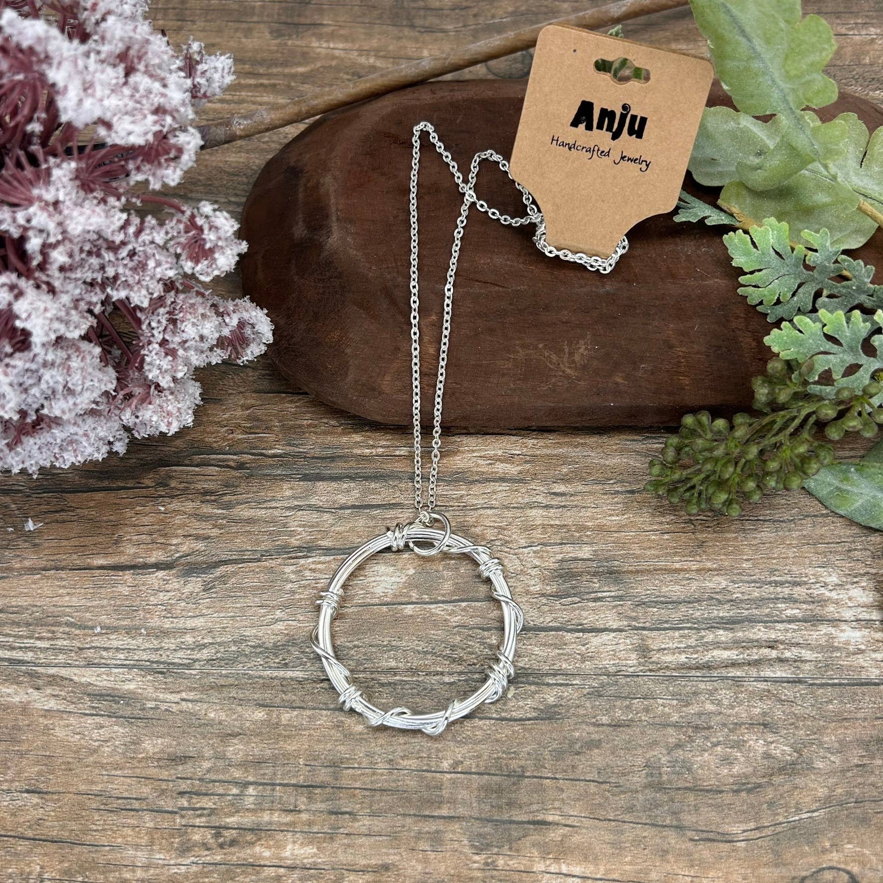 Silver Plated Pendant Necklace - Serenity Ring