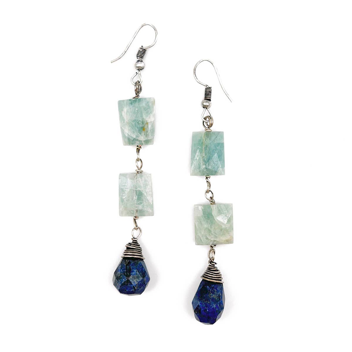 Banjara Cascading Stones Earrings - Amazonite, Lapis