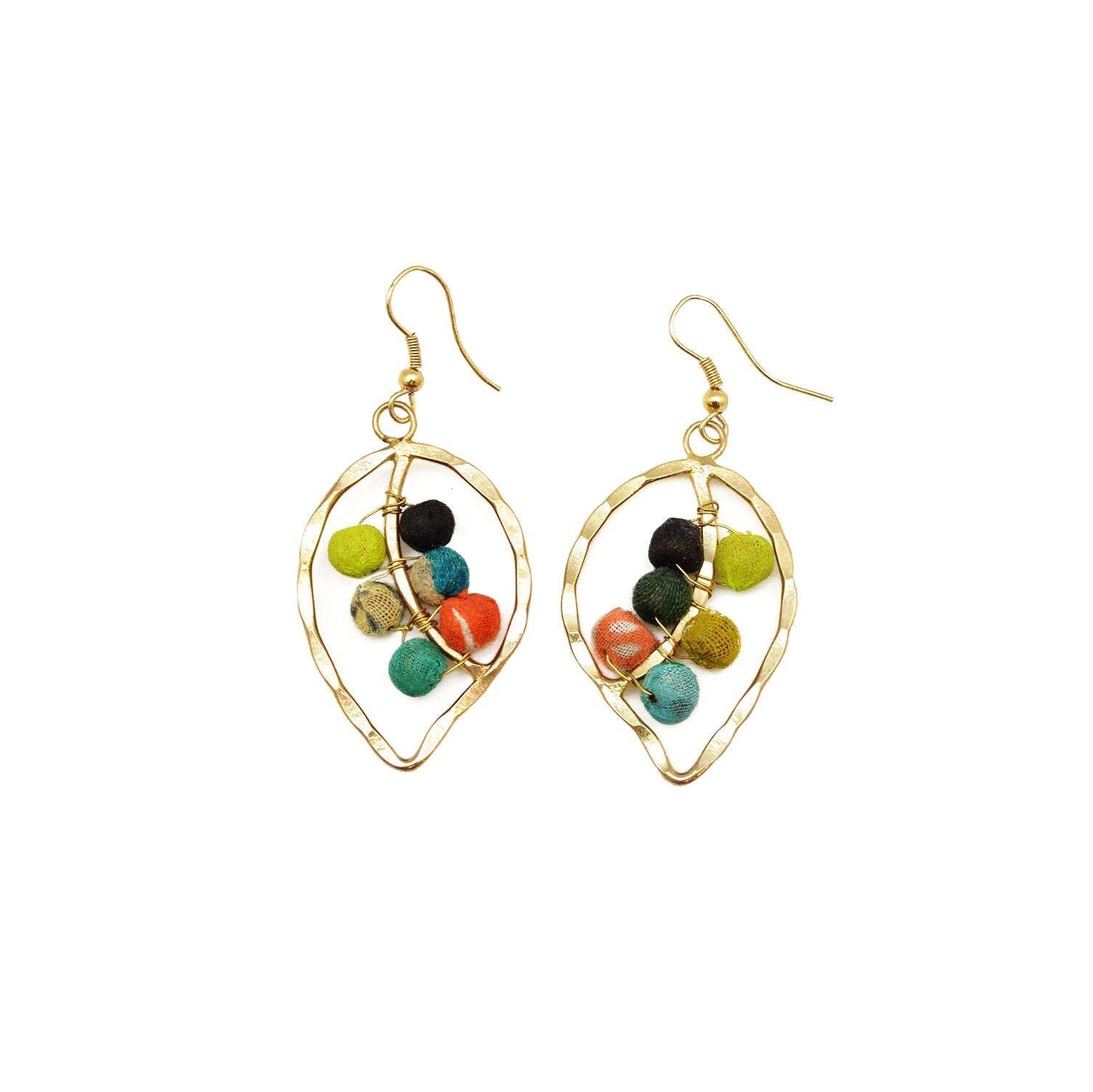 Aasha Kantha Handcrafted Leaf Beaded Earrings