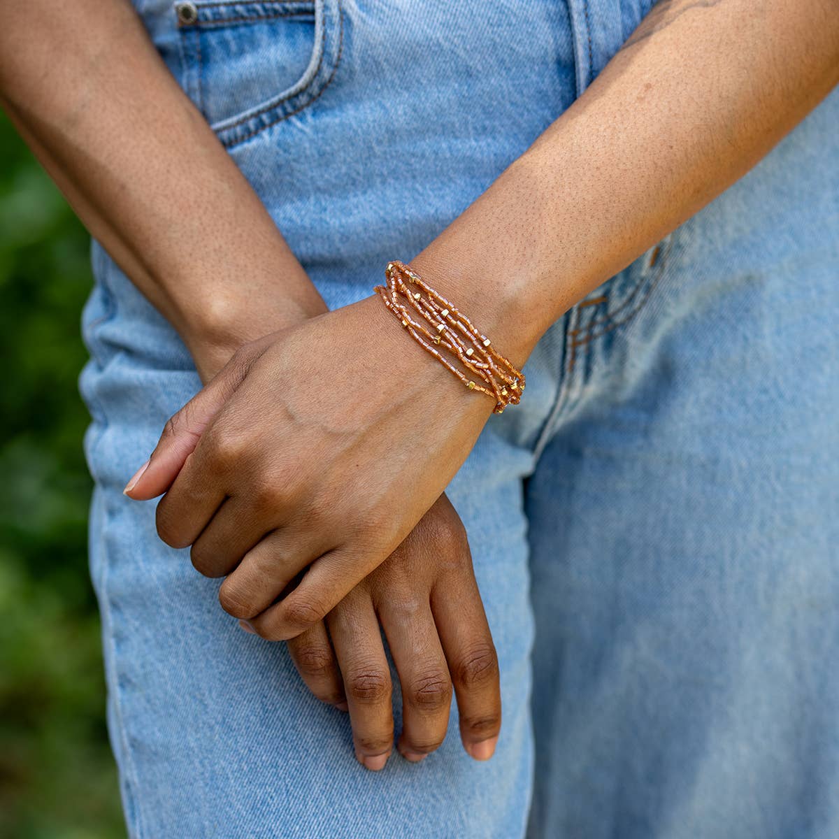 Seedbead Stretchy Bunch Bracelets - Blush