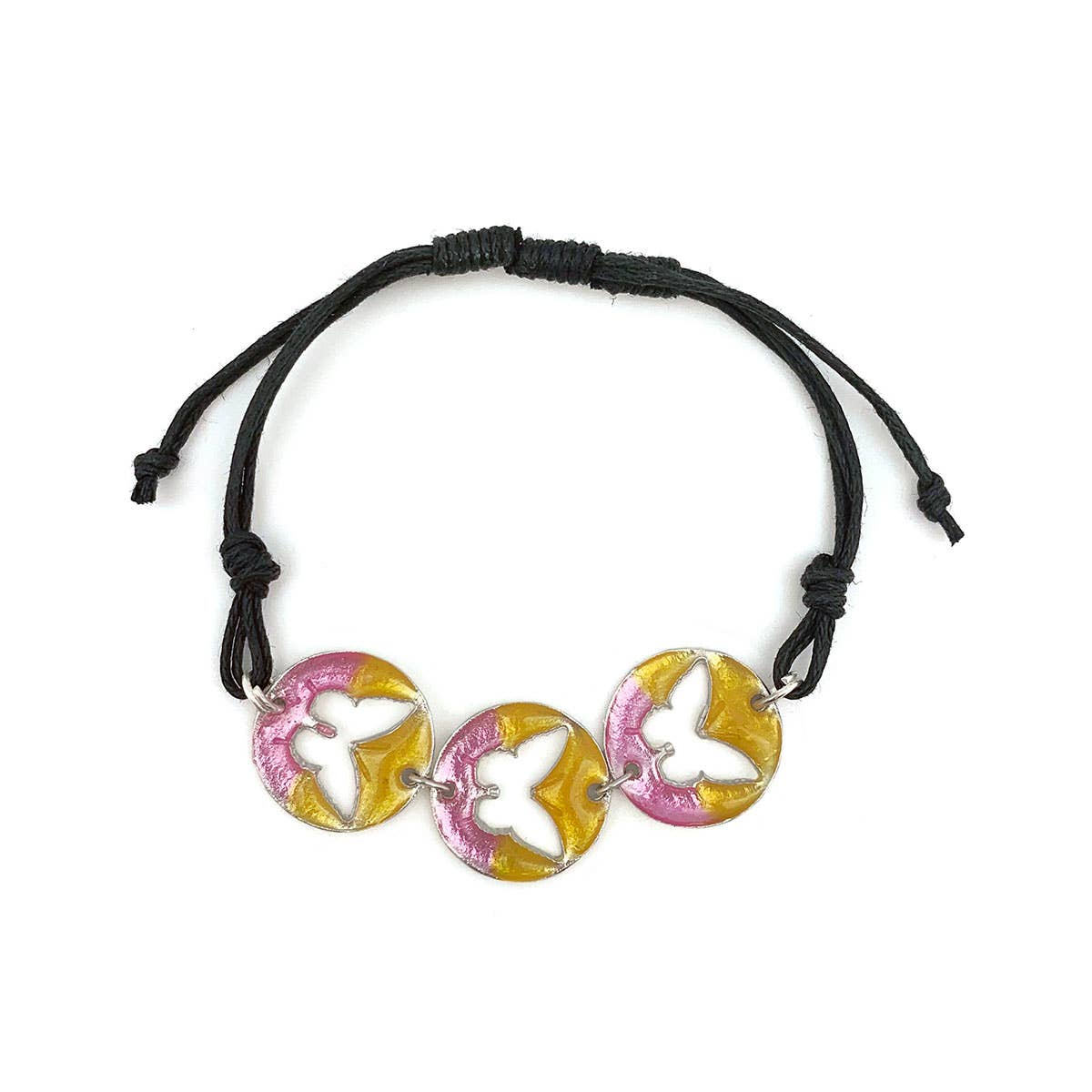 Pewter Bracelet with Color Enamel - Butterfly Squash/Lilac