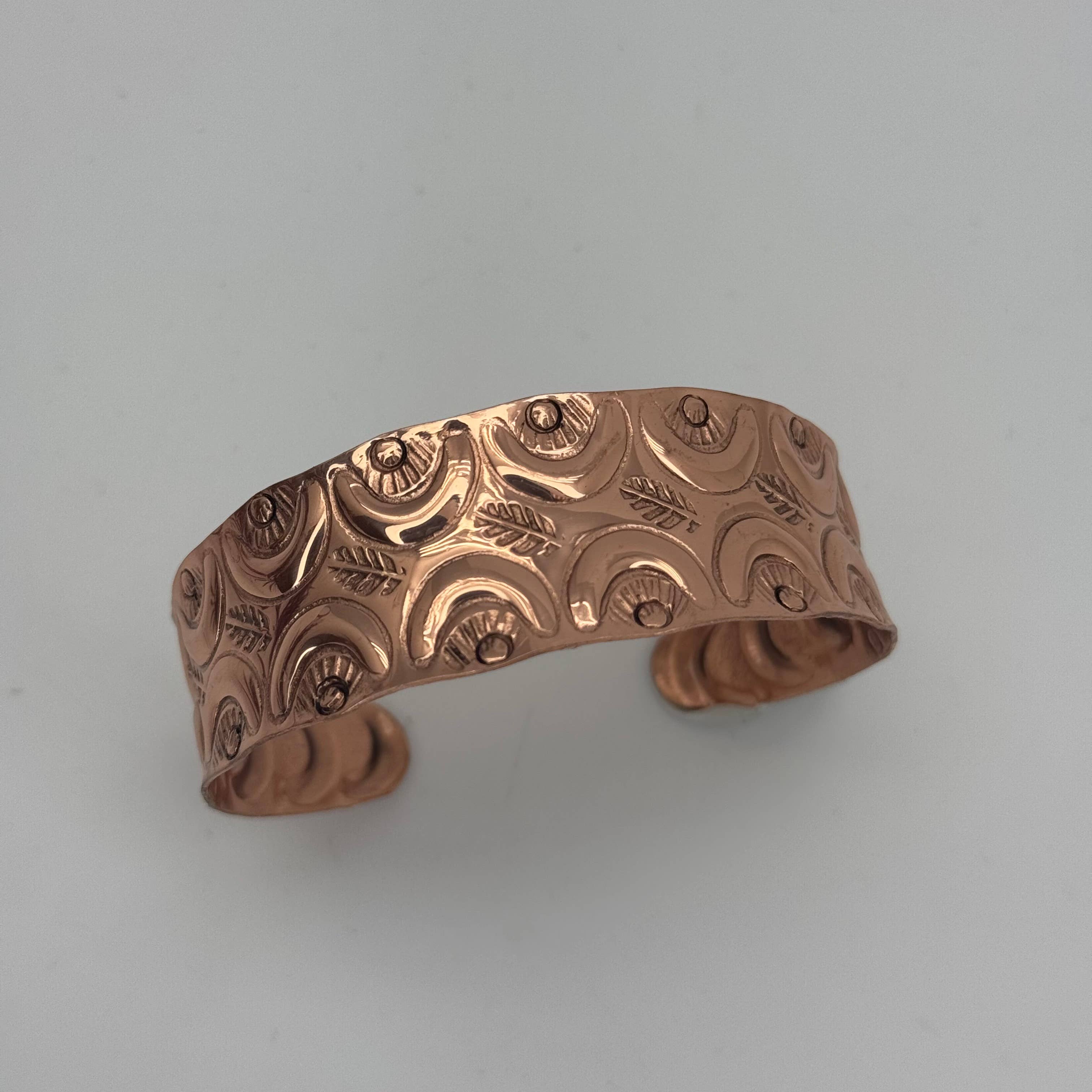 Handcrafted Textured Moon Pattern Copper Cuff