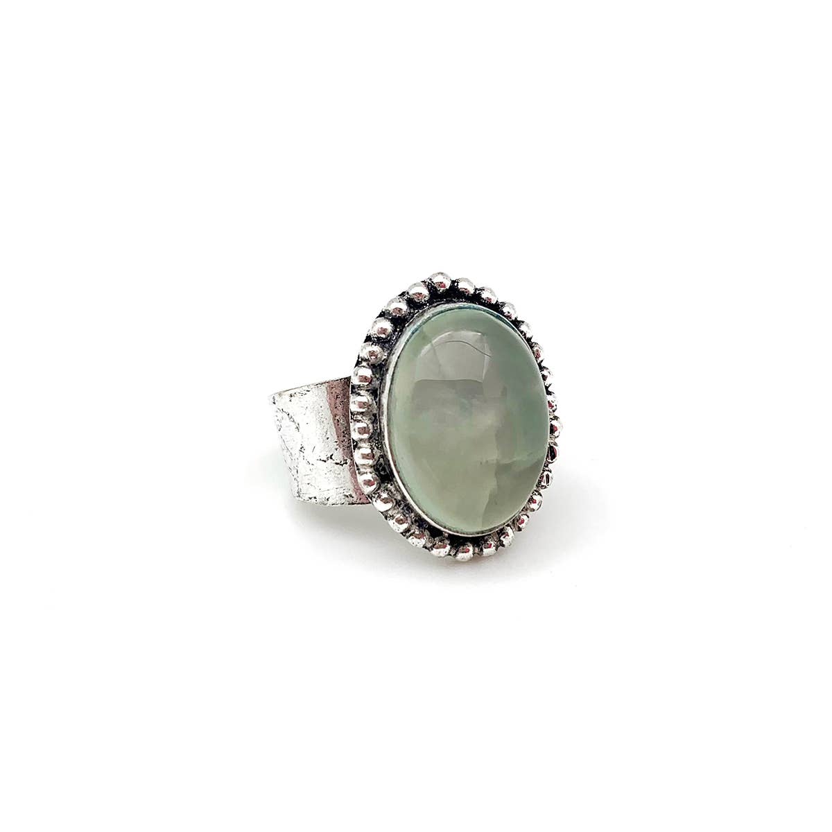 Handcrafted Kashi Semiprecious Stone Ring - Prehnite
