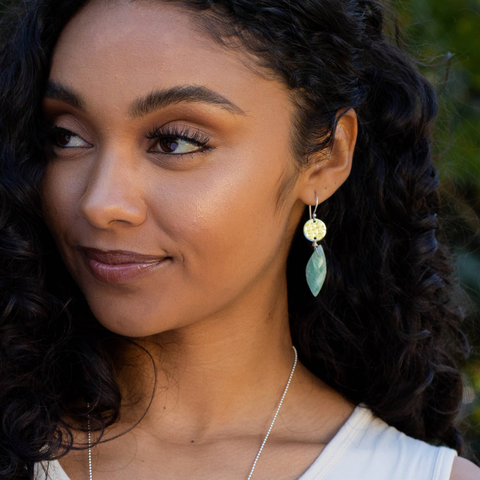 Akriti Silver and Large Faceted Amazonite Earrings