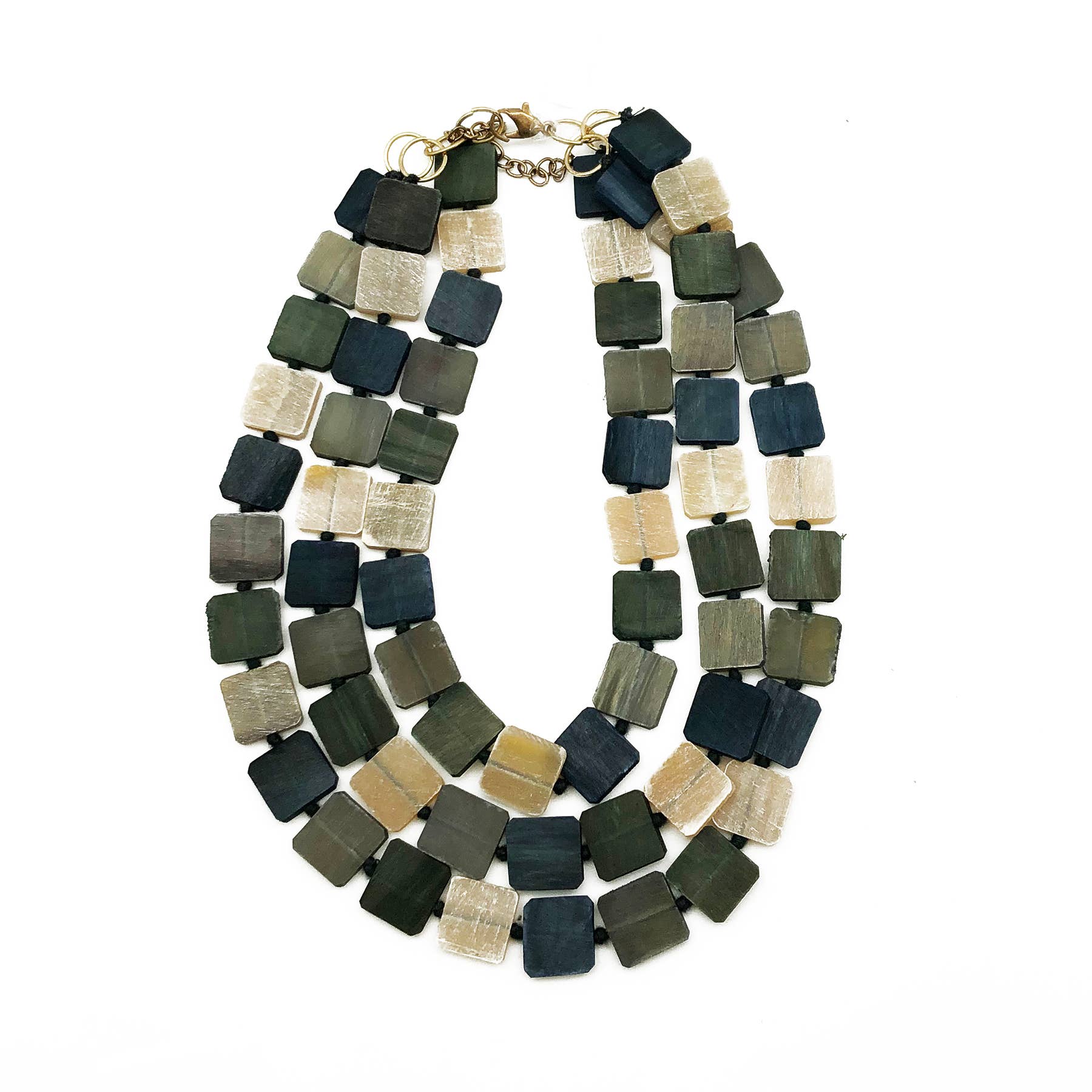 Omala Misty Greens Collection - Triple Layer Bib Necklace