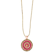 Sachi Cerise Collection Necklace - Large Beaded Disc Pendant