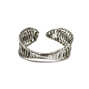Basketweave Antique Silver Twisted Center Woven Cuff