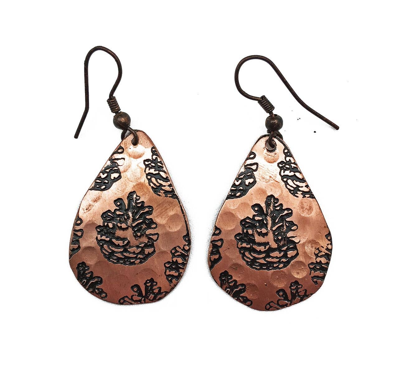 Pinecones Copper Engraved Earrings