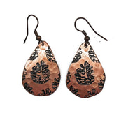 Pinecones Copper Engraved Earrings